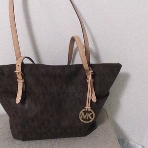 Michael Kors Dark Brown and Tan Tote